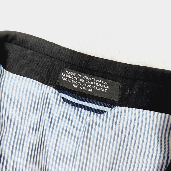 Tommy Hilfiger Black Wool Suit Blazer Classic Two-Button Jacket P1260 - Picture 6 of 9